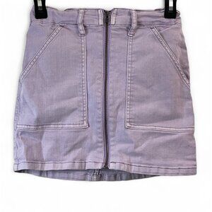 art class Lilac Denim Mini Skirt With Front Zipper Closure & Pockets